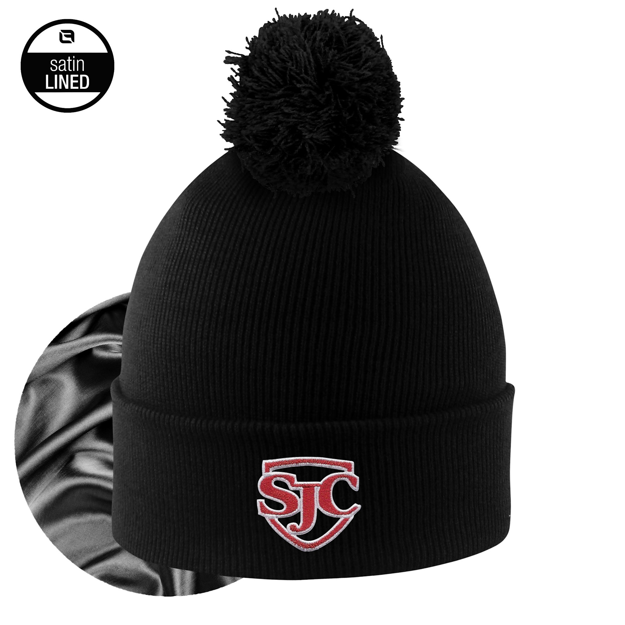 LogoFit OGO06002 4018 Monroe Satin Lined Knit Pom Beanie