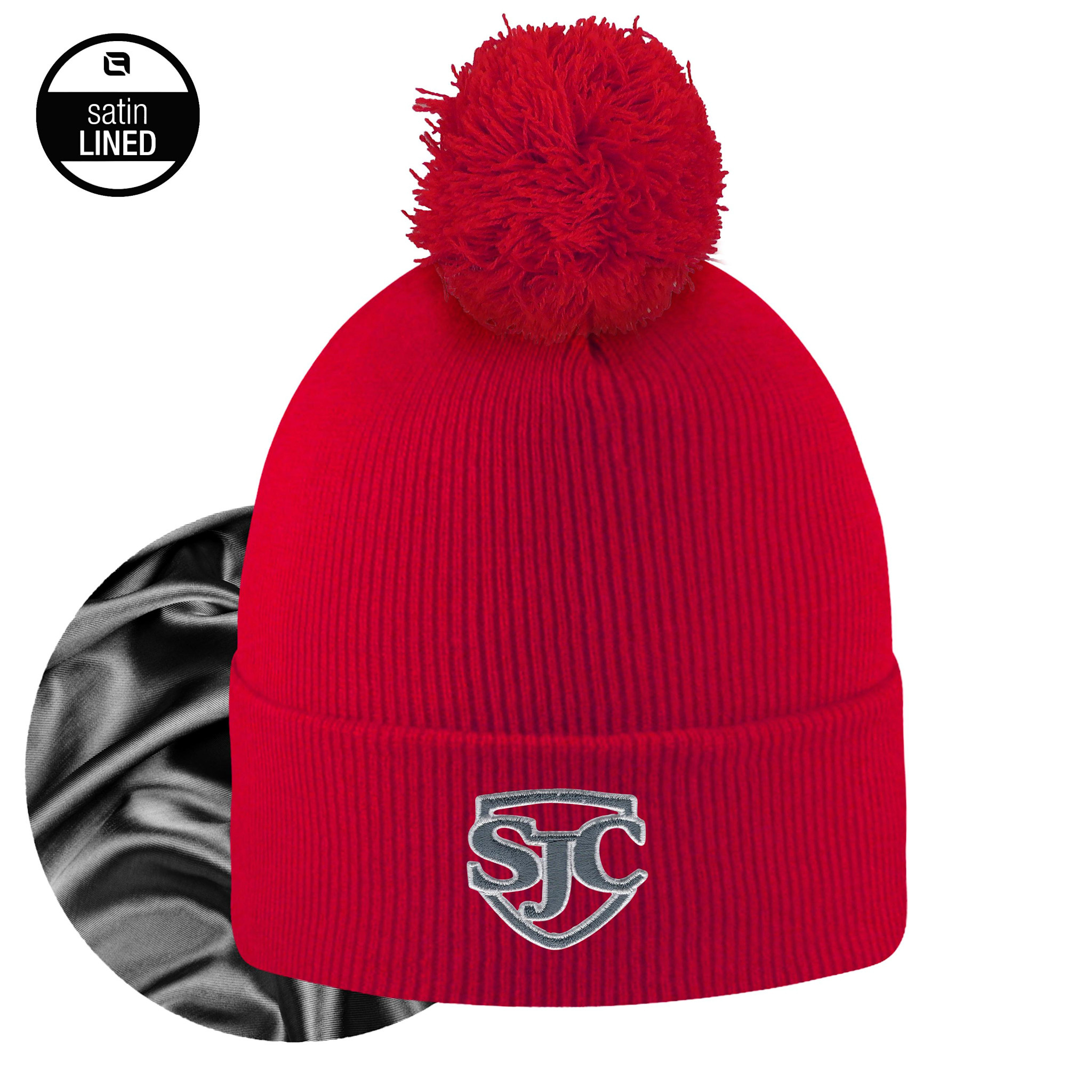 LogoFit OGO06002 4018 Monroe Satin Lined Knit Pom Beanie
