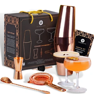 Elegant Cocktail Shaker Set with Handmade Cocktail Glasses