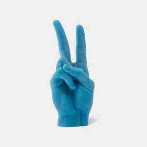 Blue Peace Sign Candle