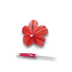Red Hibiscus Flower Cocktail Umbrellas