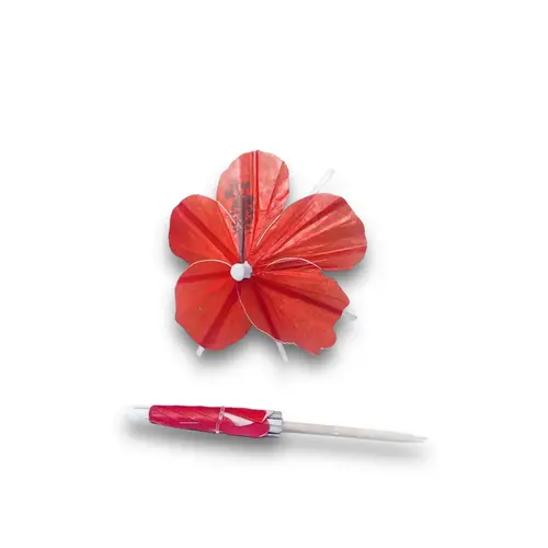 The Tiny Umbrella Red Hibiscus Flower Cocktail Umbrellas