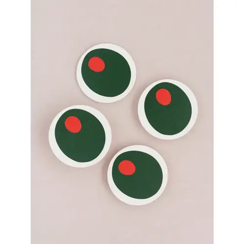 One & Only Paper Cocktail Olive Coasters-Set of Four