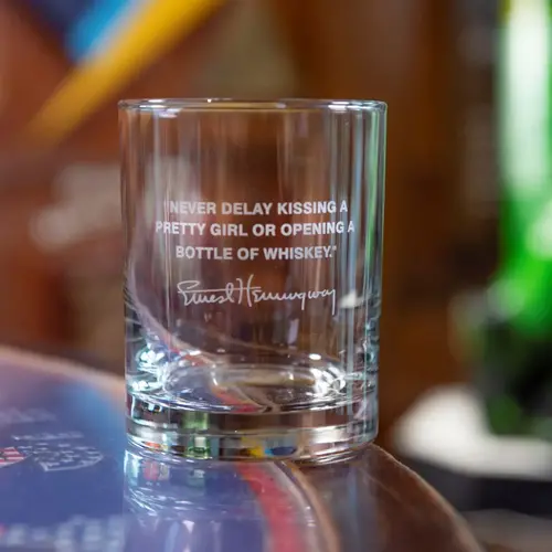A to Z Imaging and Design Ernest Hemingway Pretty Girl Quote Rocks Glass