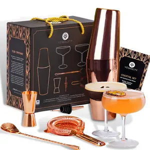 Elegant Cocktail Shaker Set with Handmade Cocktail Glasses
