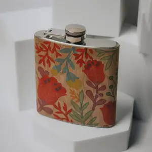 Floral Wooden Flask