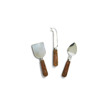 Two's Company Bark Handle Cheese Knives in Gift Box, S/3
