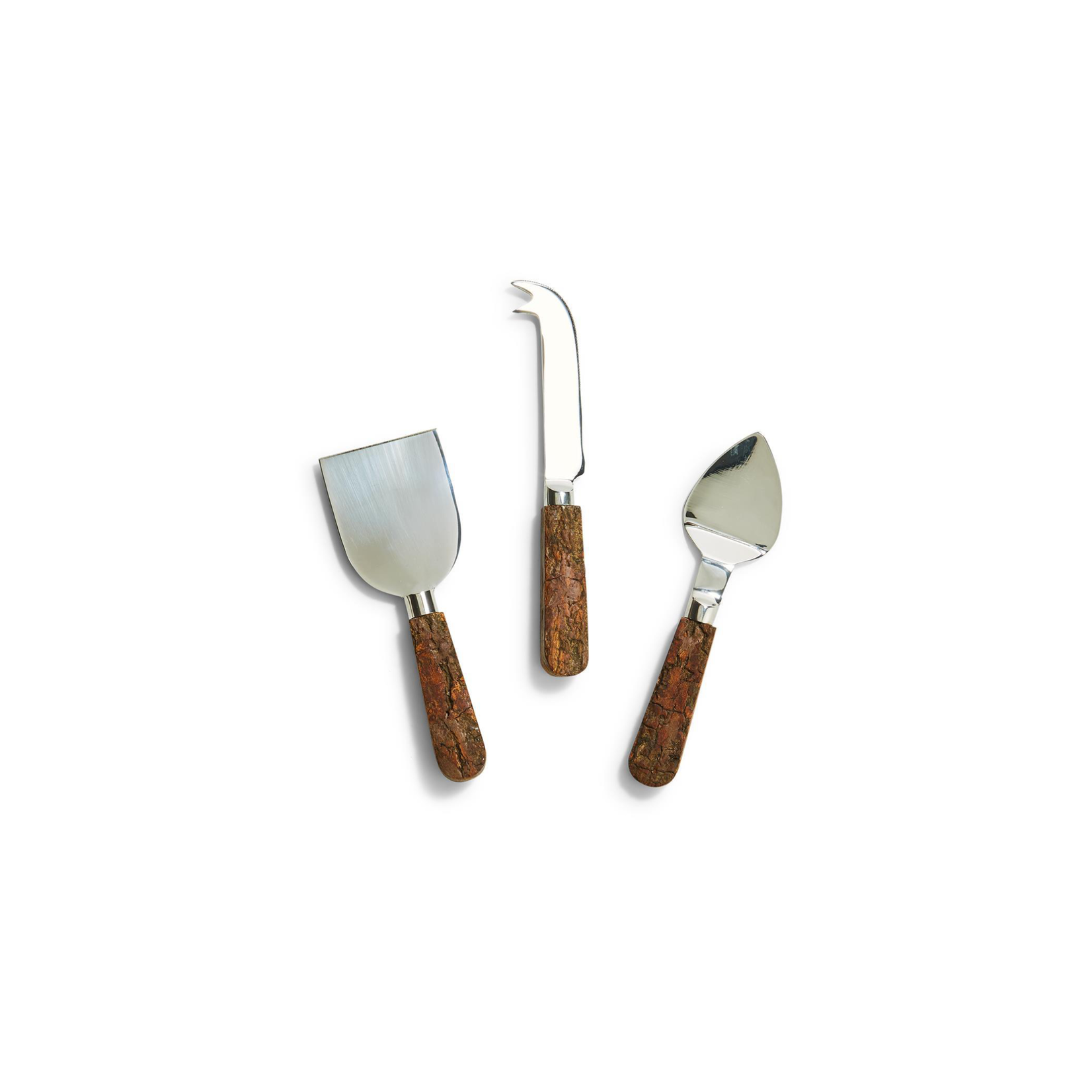 Two's Company Bark Handle Cheese Knives in Gift Box, S/3