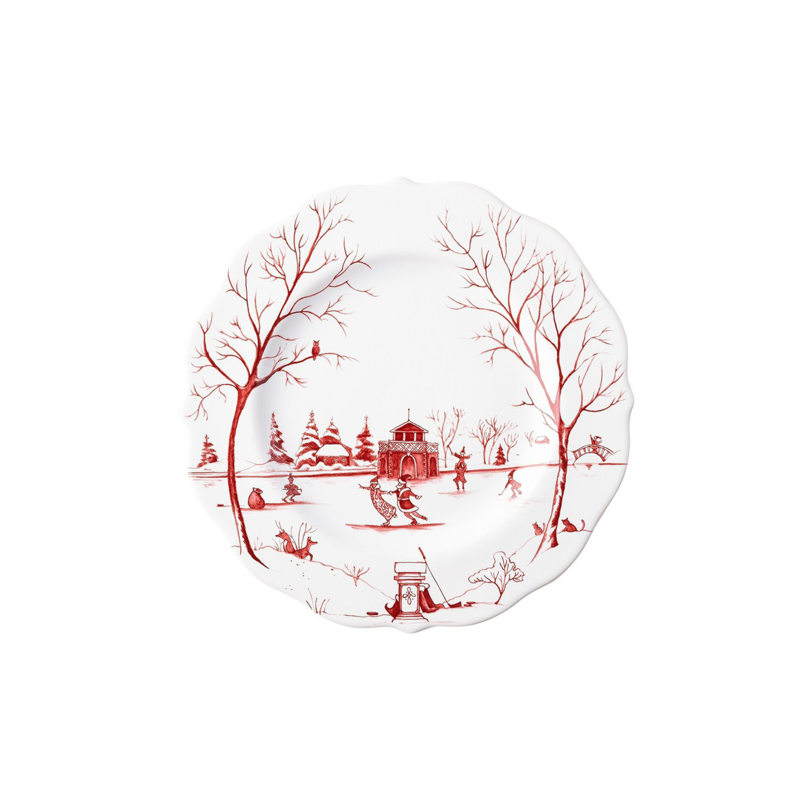 Juliska Country Estate Winter Frolic Ruby "The Claus' Christmas Day" Dessert/Salad Plate