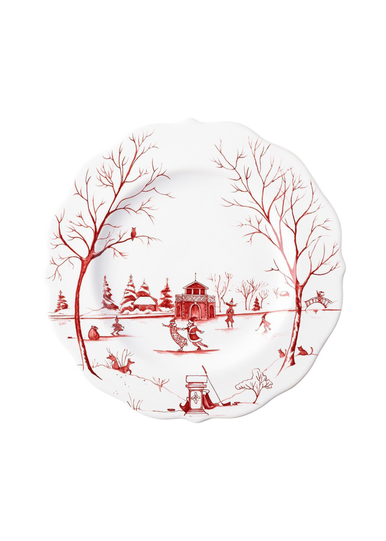 Country Estate Winter Frolic Ruby "The Claus' Christmas Day" Dessert/Salad Plate