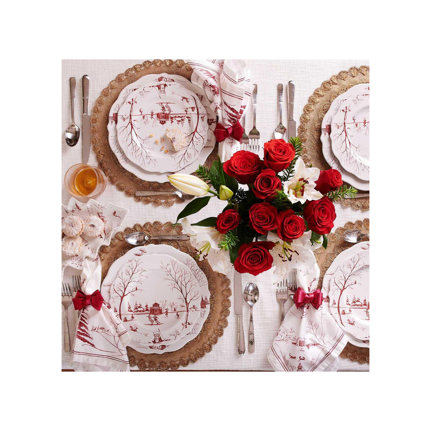Juliska Country Estate Winter Frolic Ruby "The Claus' Christmas Day" Dessert/Salad Plate