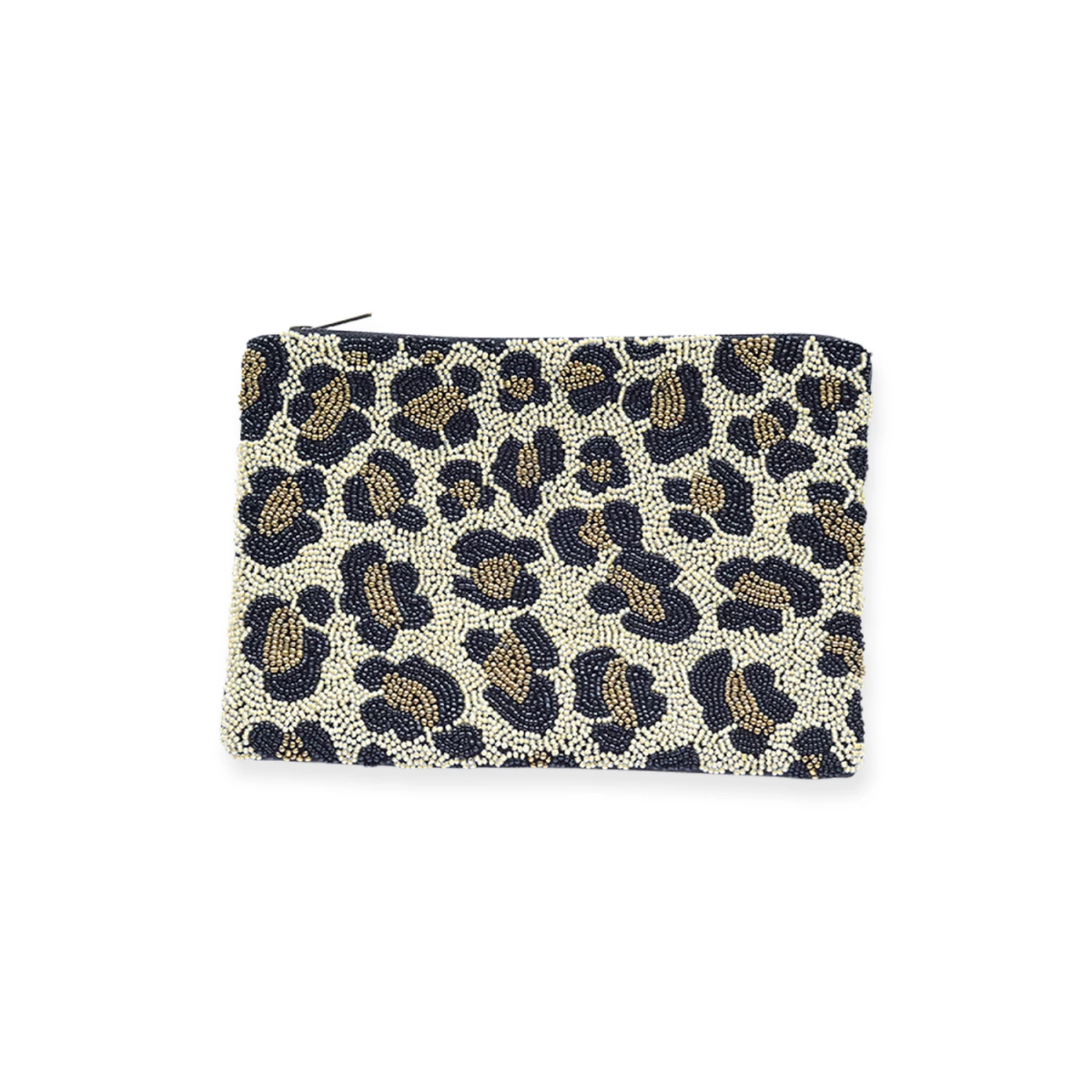 Ink and Alloy Cheetah Seed Bead Clutch