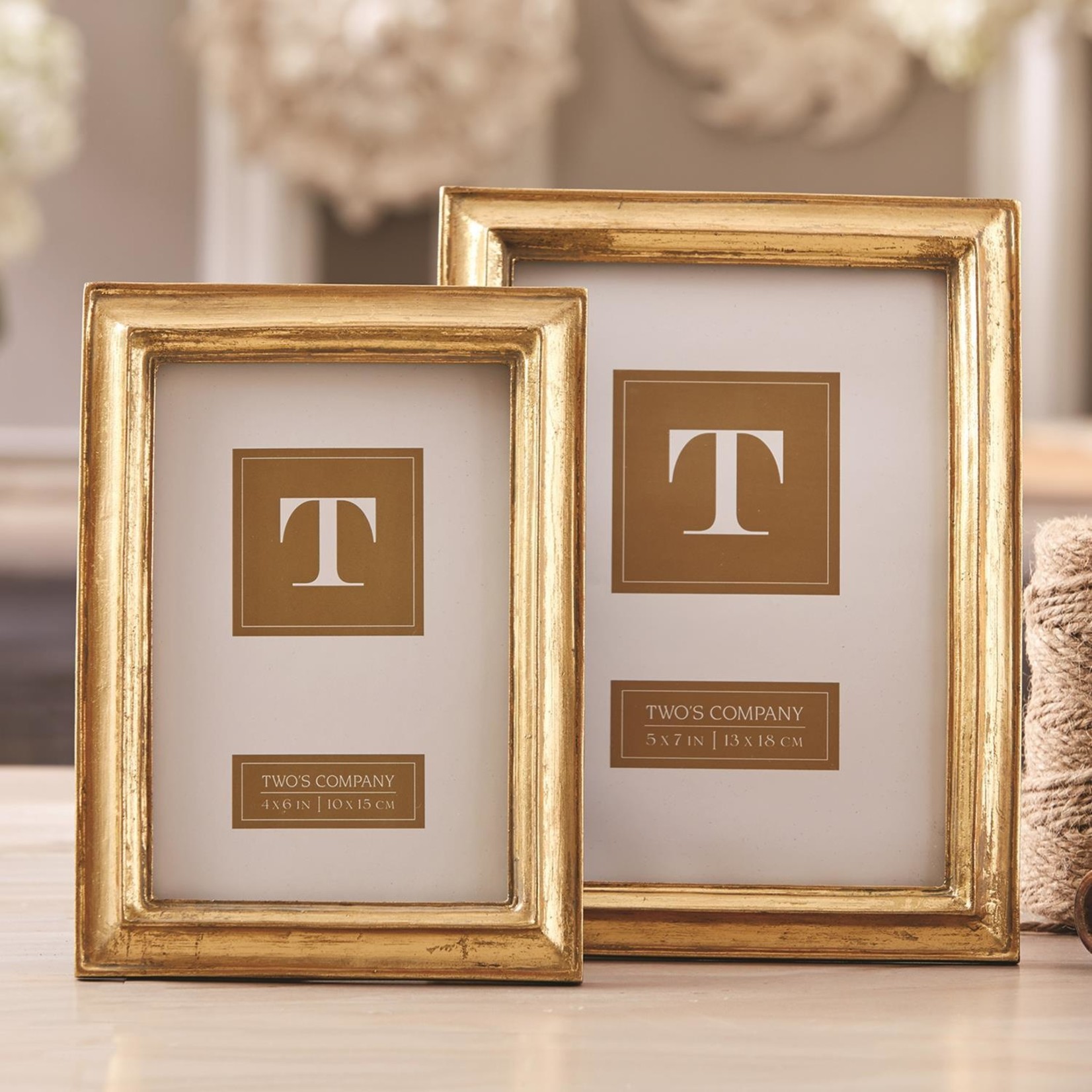 Two's Company Gold Leaf Photo Frame, 4x6