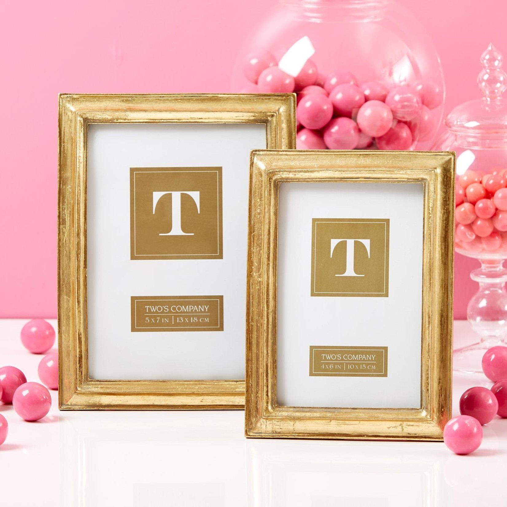 Two's Company Gold Leaf Photo Frame, 4x6