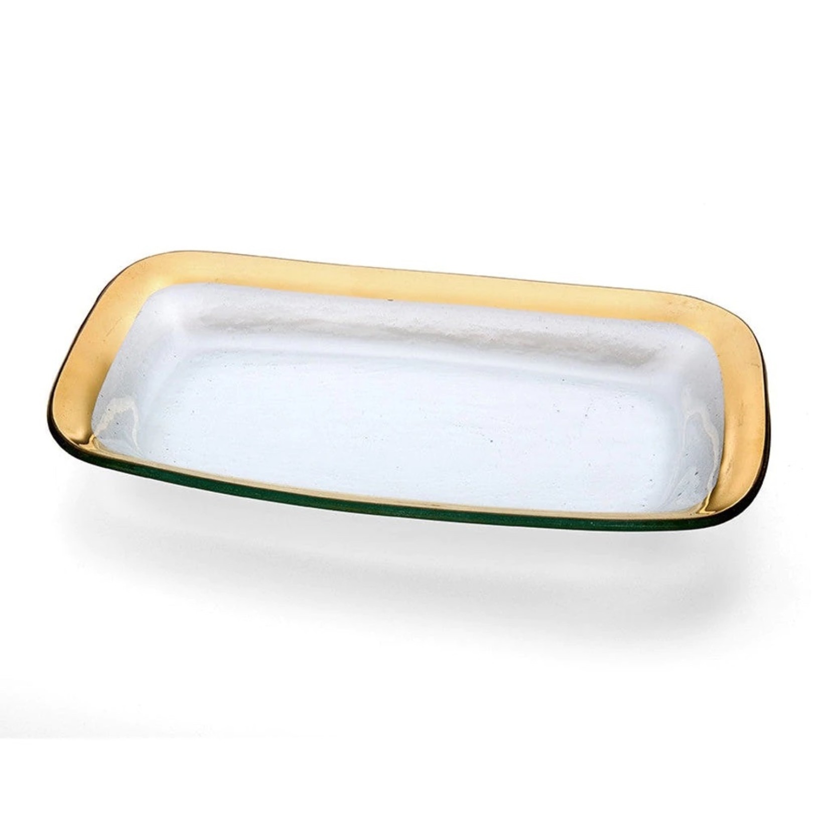 Annieglass Roman Antique Asparagus Bowl, Gold, 11x7"