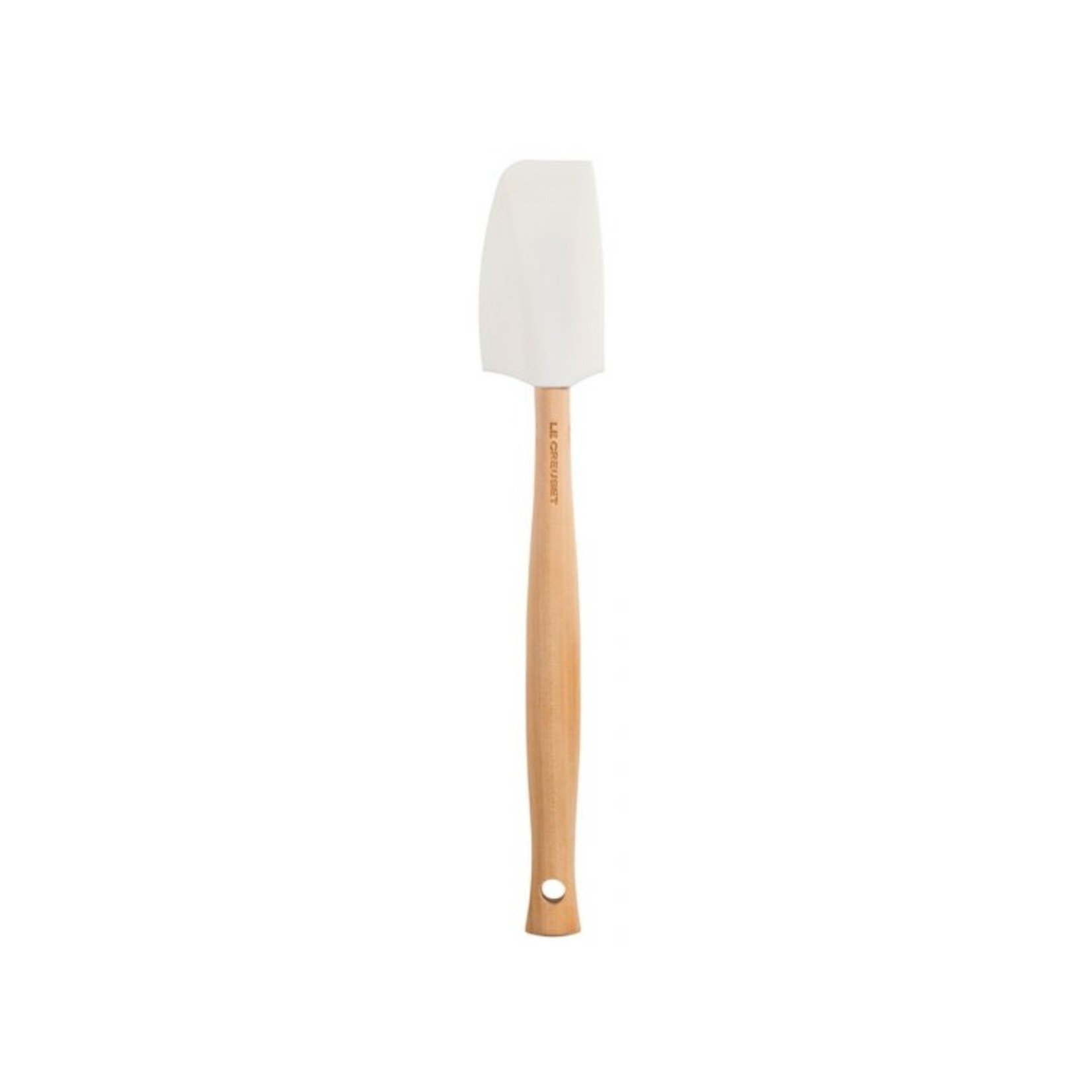 Le Creuset Craft Series White Silicone Spatula Spoon with Wood Handle - 11  3/8L x 2 1/8W