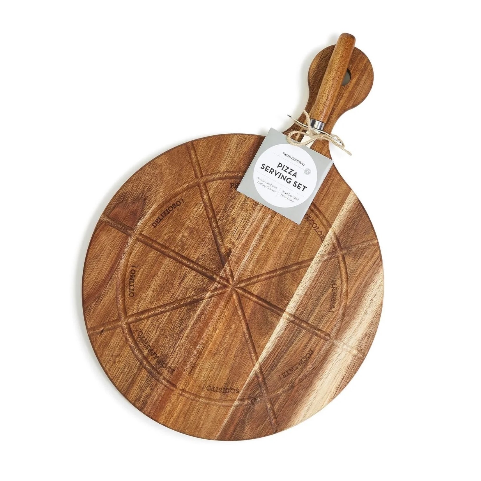 Personal Pizza Wooden Serving Board with Pizza Cutter - Kademi