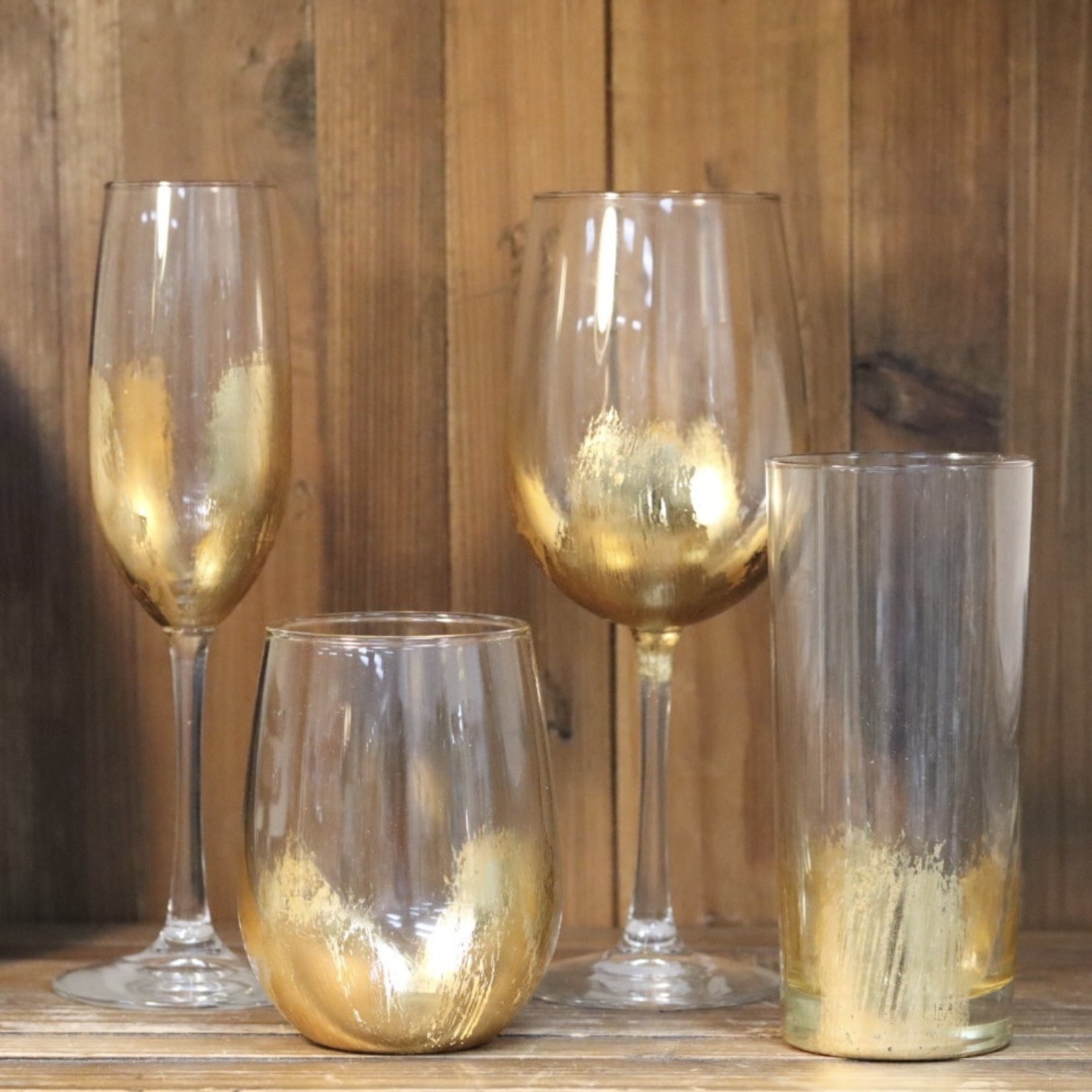 Elm Gold Leaf High Ball Glass