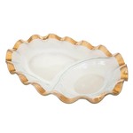 Annieglass Ruffle Oval Chip & Dip Gold 18"x12"