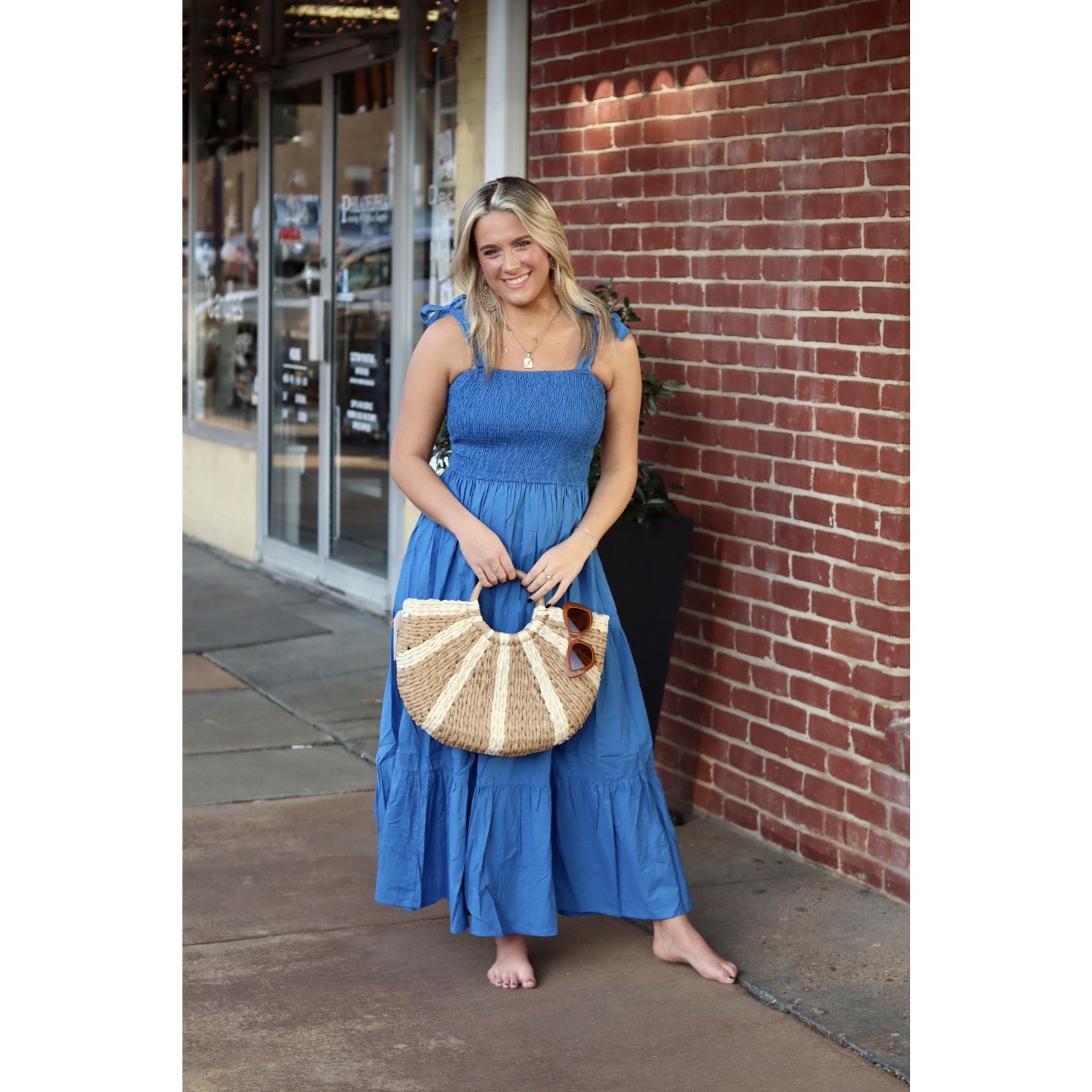 Two's Company Tiered Maxi Dress (one size fits most) in Royal Blue