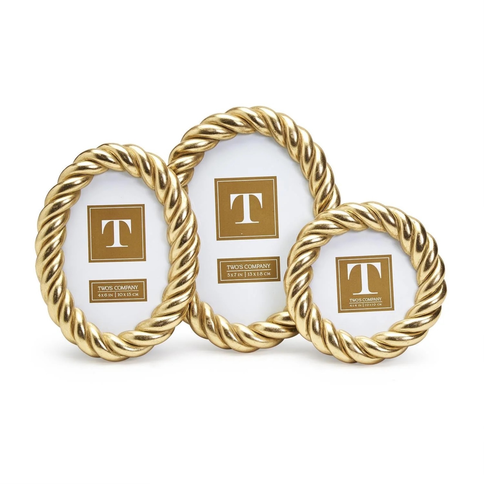 Two's Company Gilded Rope Gold Finish Photo Frame 5x7