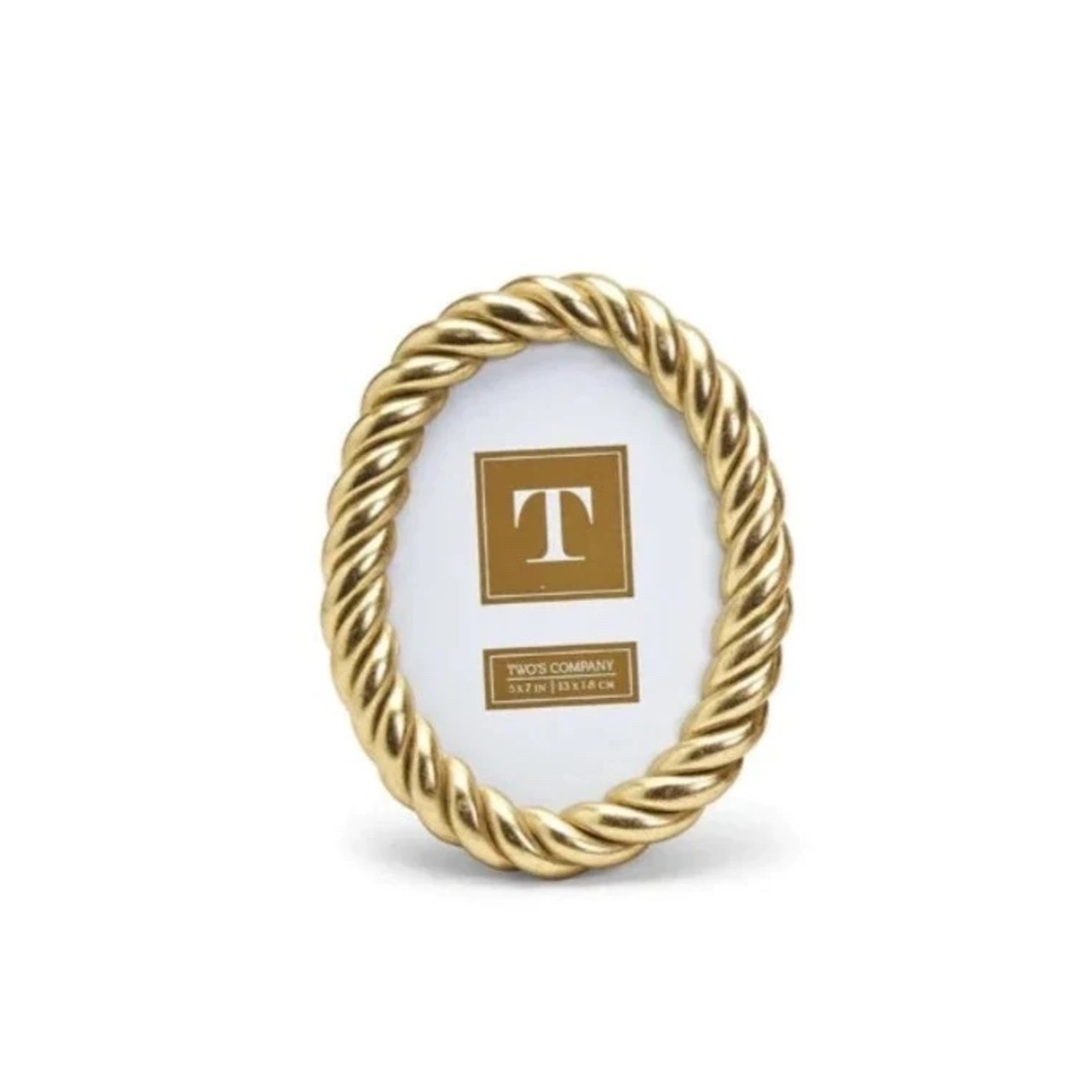 Two's Company Gilded Rope Gold Finish Photo Frame 5x7