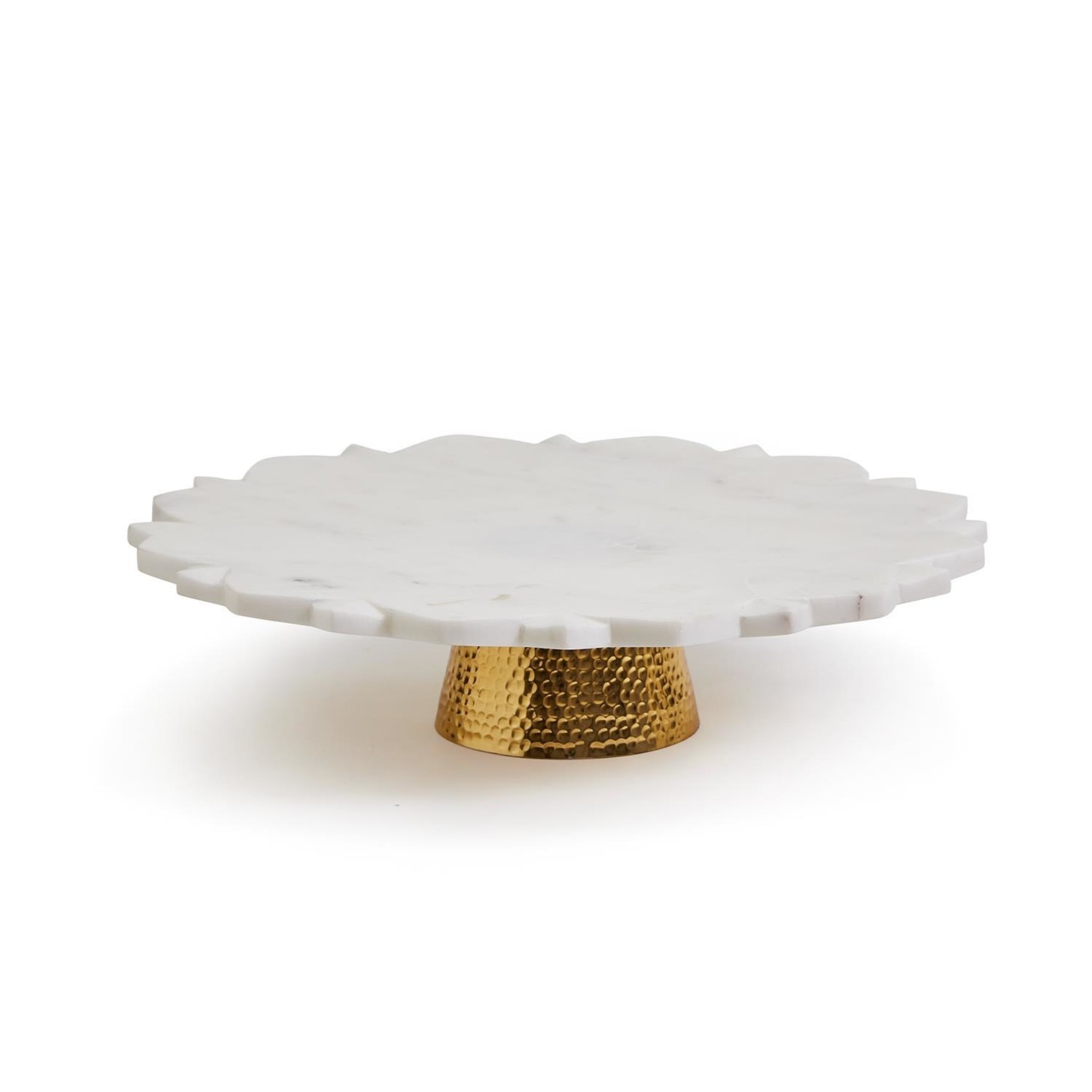 Two's Company Marble Starburst Platter with Hammered Base
