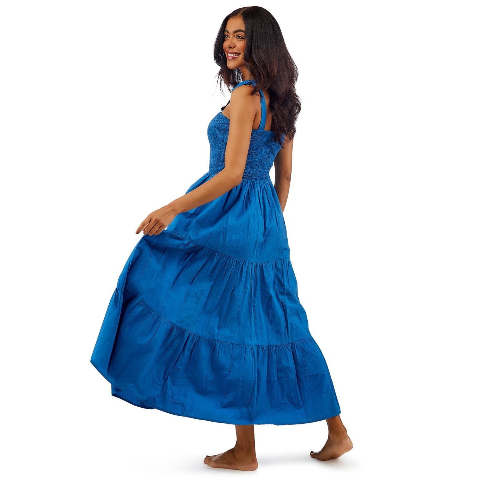 Two's Company Tiered Maxi Dress (one size fits most) in Royal Blue