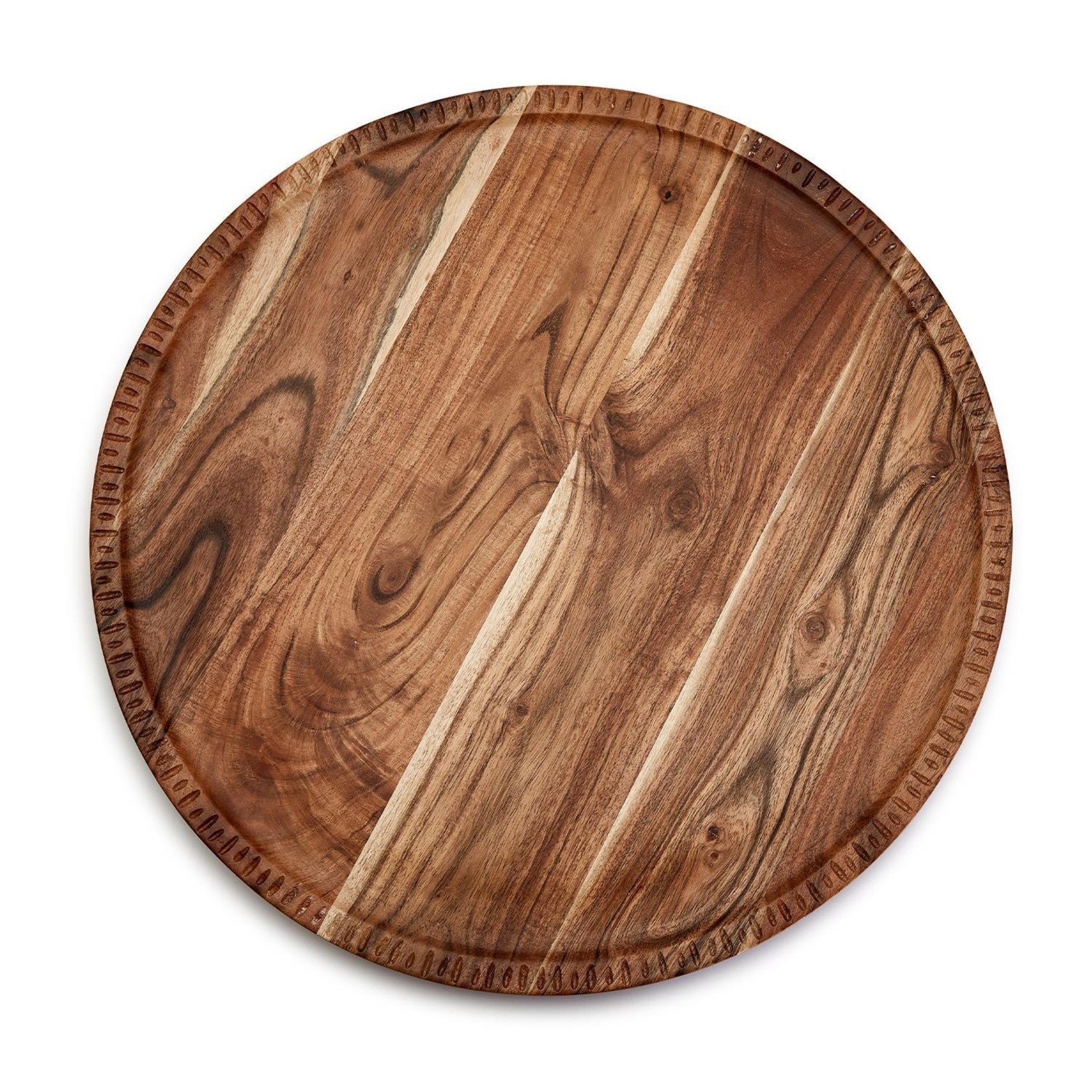 Two's Company Rotating Charcuterie Board with Hand-Etched Border