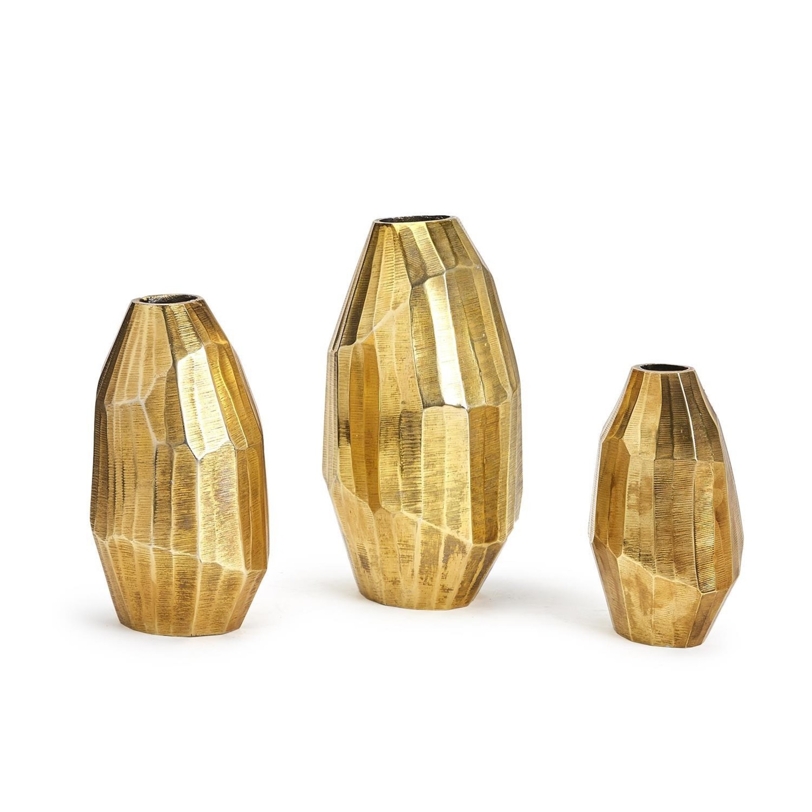 Golden Trapezoids Hand Etched Vases, Large Kademi