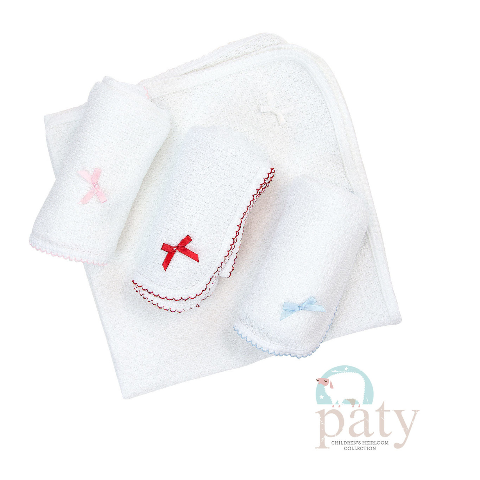 Paty White Swaddle Blanket w/ Trim