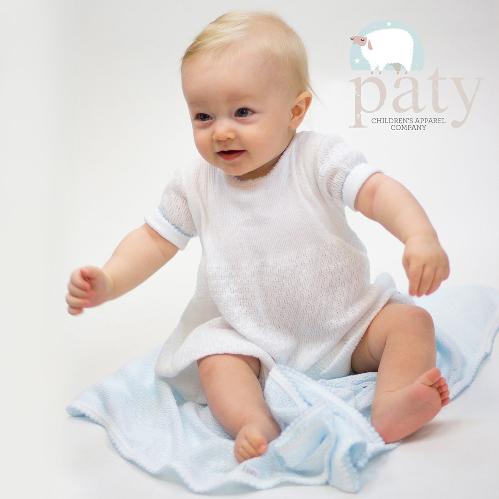 Paty White Swaddle Blanket w/ Trim