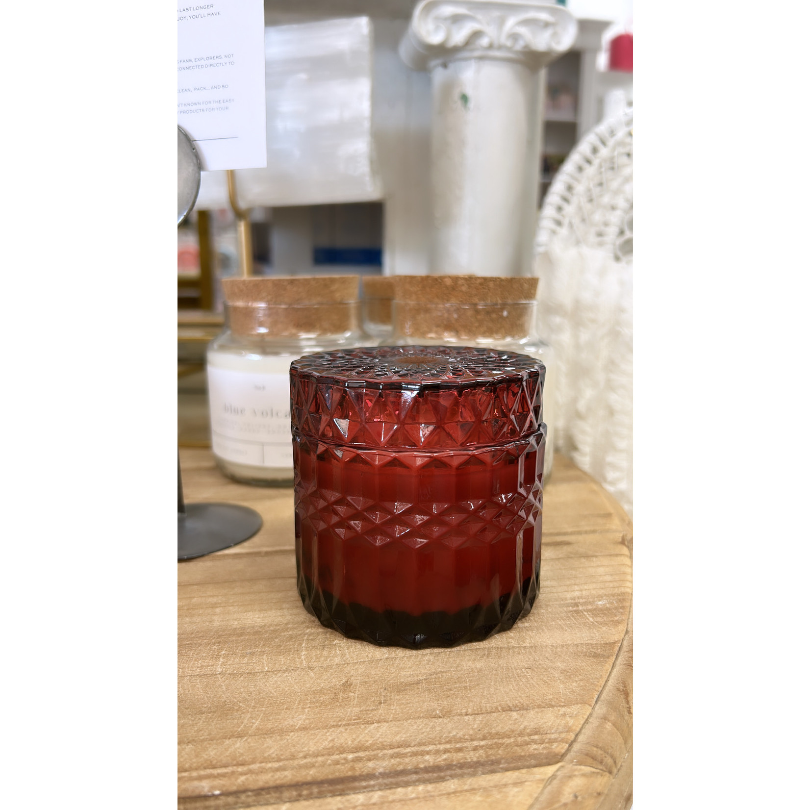 Forget Me Not Red Ruby Glass Jar Candle Je T'aime