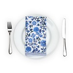 Two's Company Chinoiserie Set of 4 Blue and White Floral Pattern Napkins
