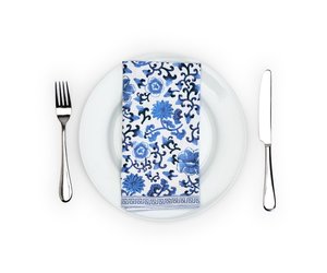 Set of 4 Blue & White Floral Rectangular Dish Towels 28