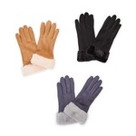 Two's Company Timeless Touch Vegan Suede Glove with Plush Vegan Fur Trim and Lining and Touchscreen Fingertip