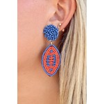 Mary Square Football Earrings Navy & Red
