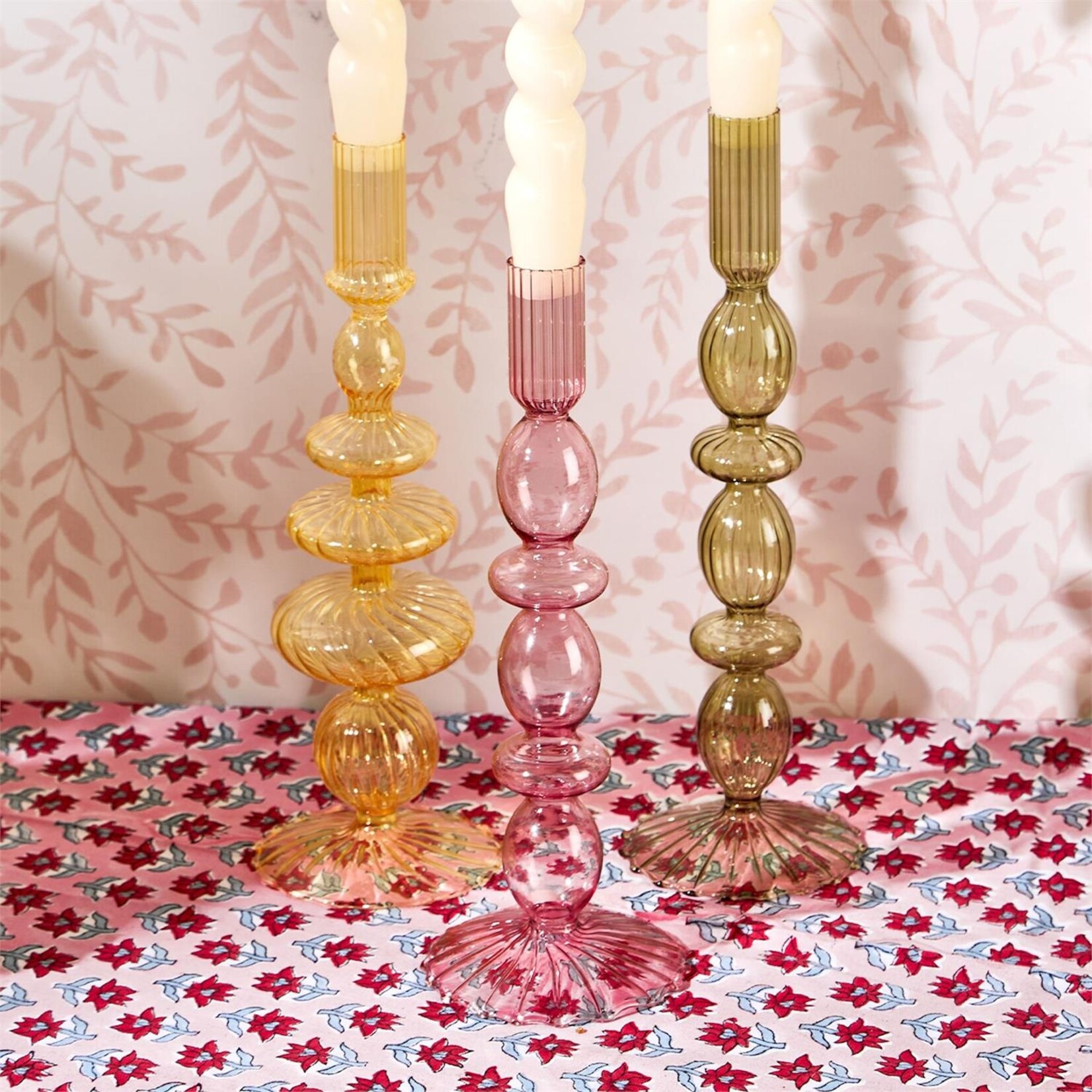 Two's Company Hand Blown Glass Candleholder