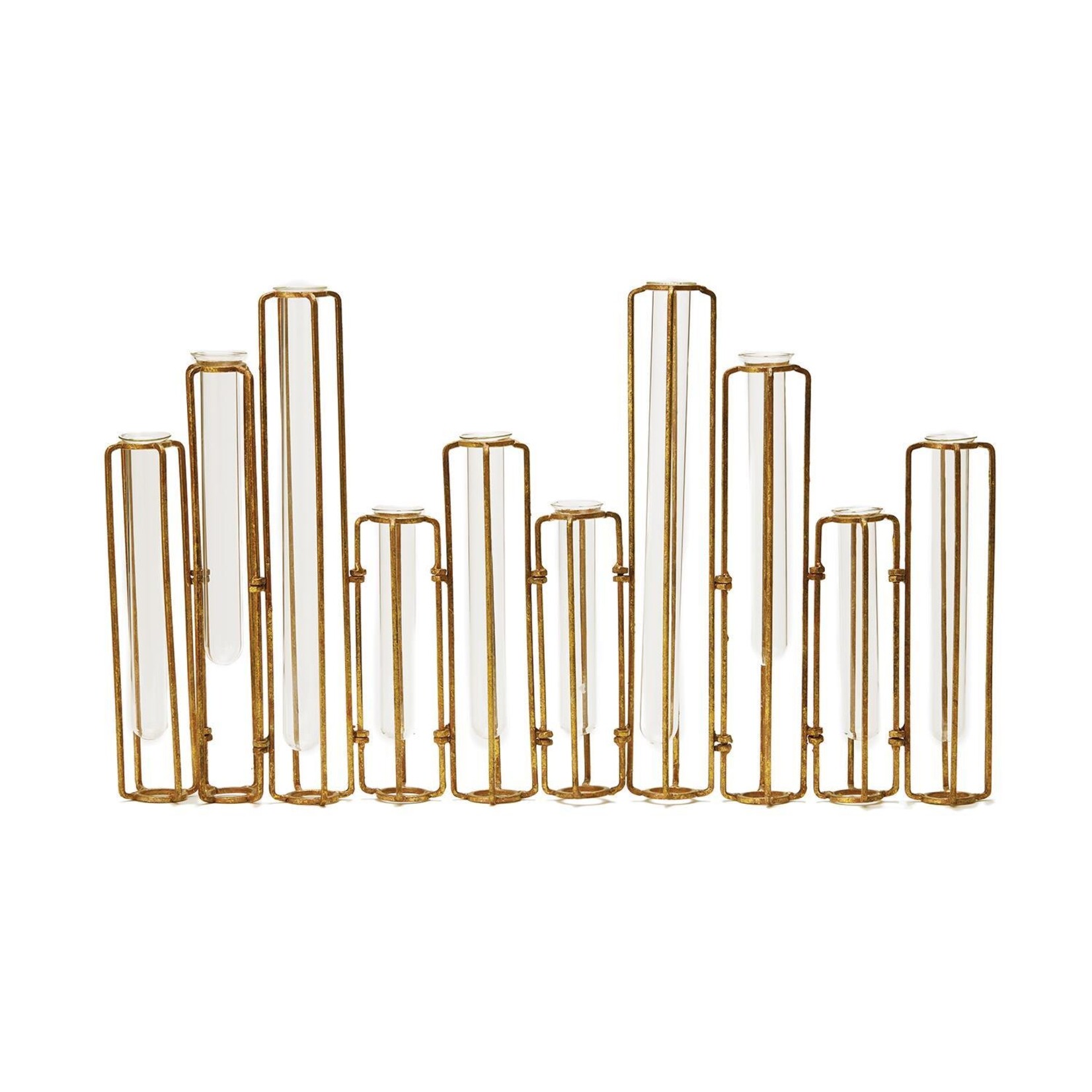 Two's Company Lavoisier S/10 Hinged Flower Vase with Antiqued Gold Finish