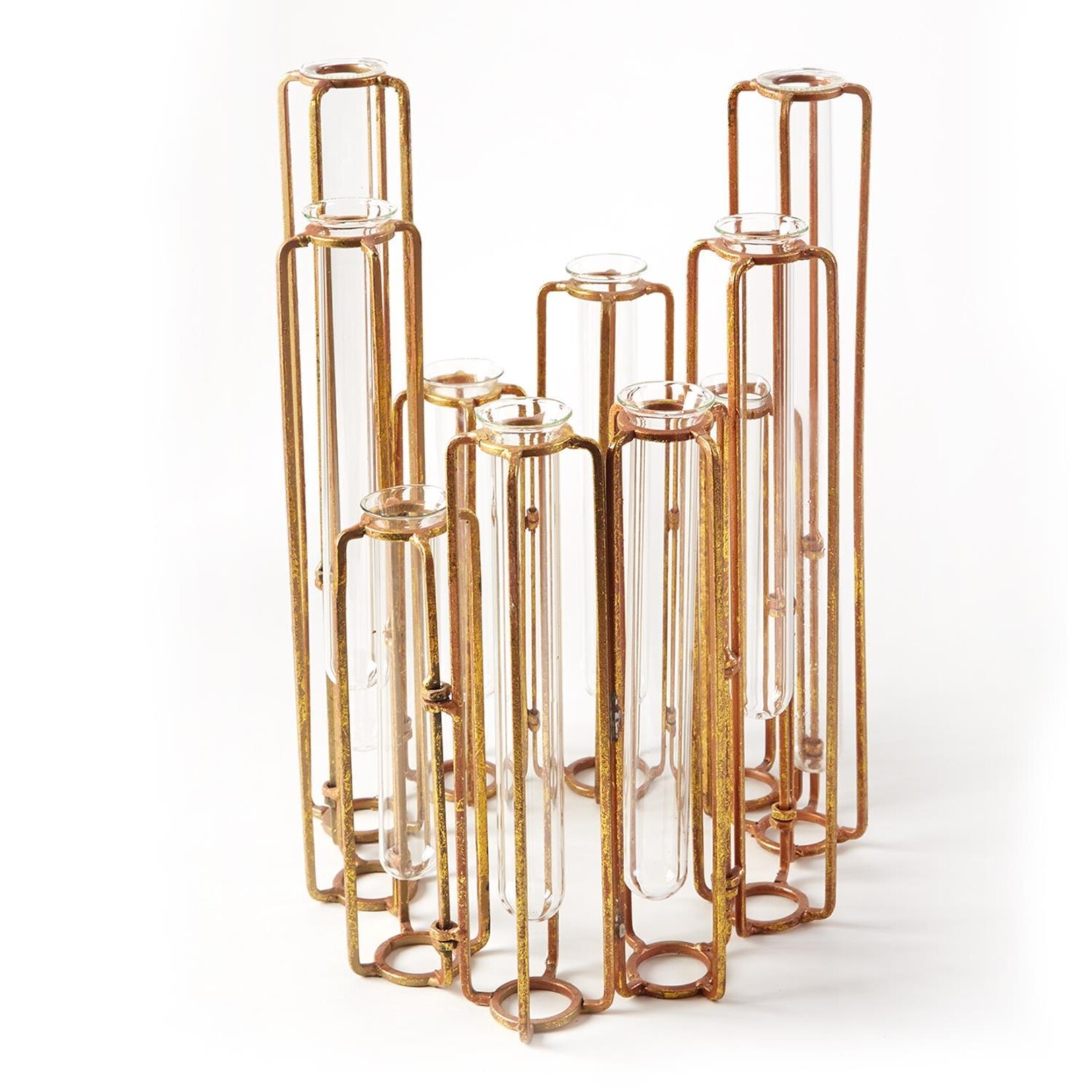 Two's Company Lavoisier S/10 Hinged Flower Vase with Antiqued Gold Finish