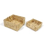 Two's Company Hand-Crafted Fish Bone Weave Water Hyacinth Cocktail Napkin Holder