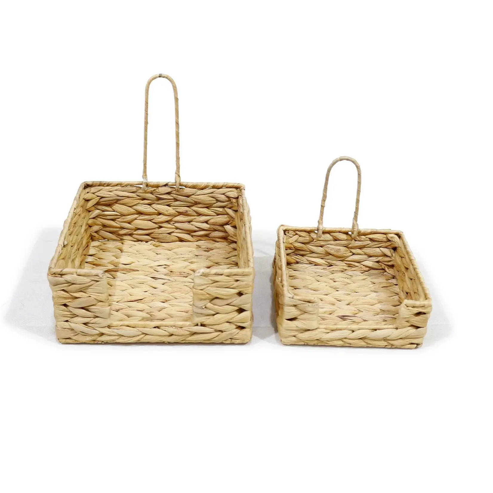Two's Company Hand-Crafted Fish Bone Weave Water Hyacinth Cocktail Napkin Holder