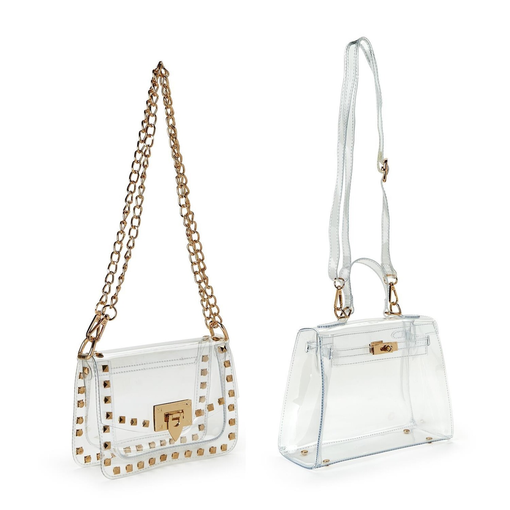 Two's Company Clear View See Through Bags with Gold Hardware