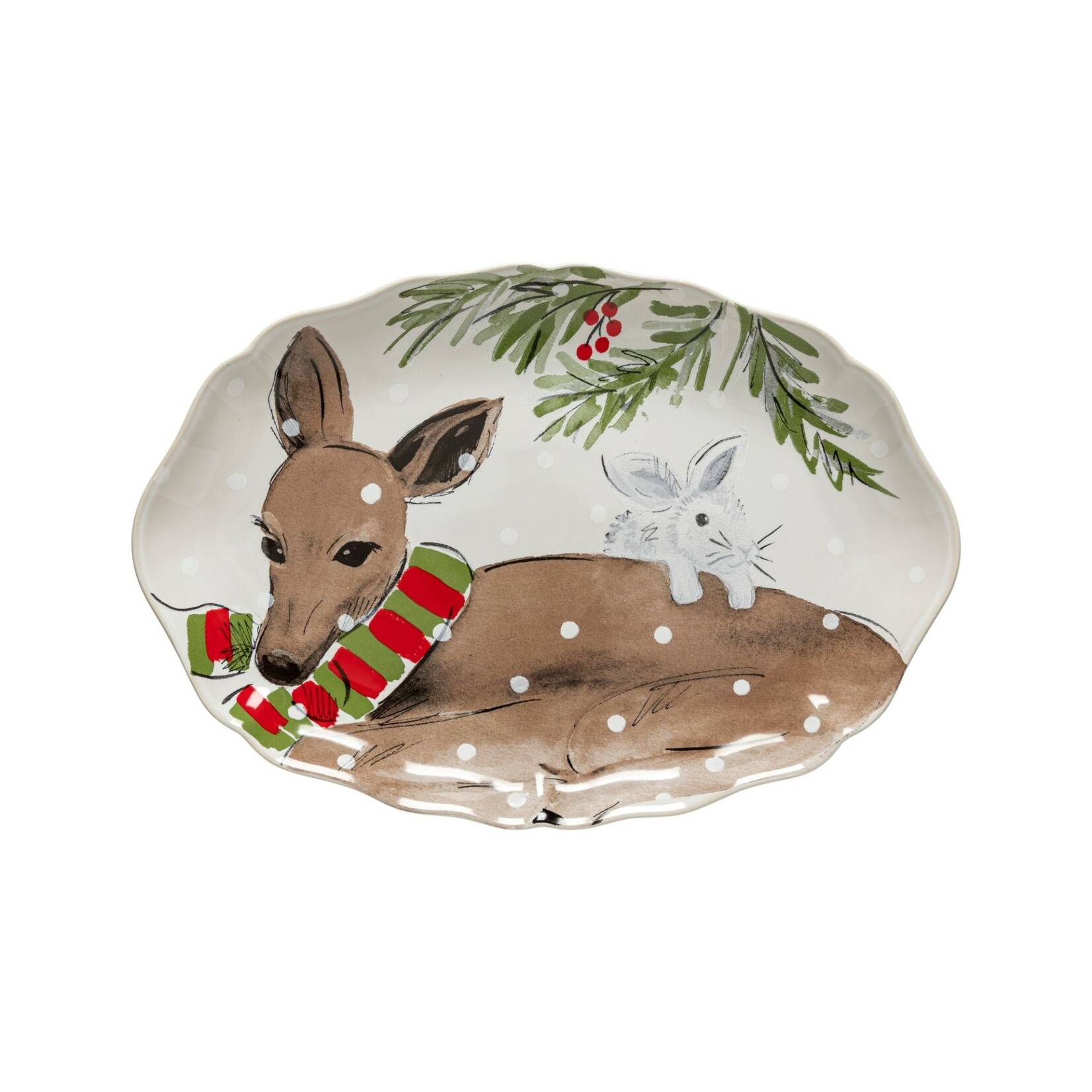 Casafina Deer Friends Small Oval Platter 13"