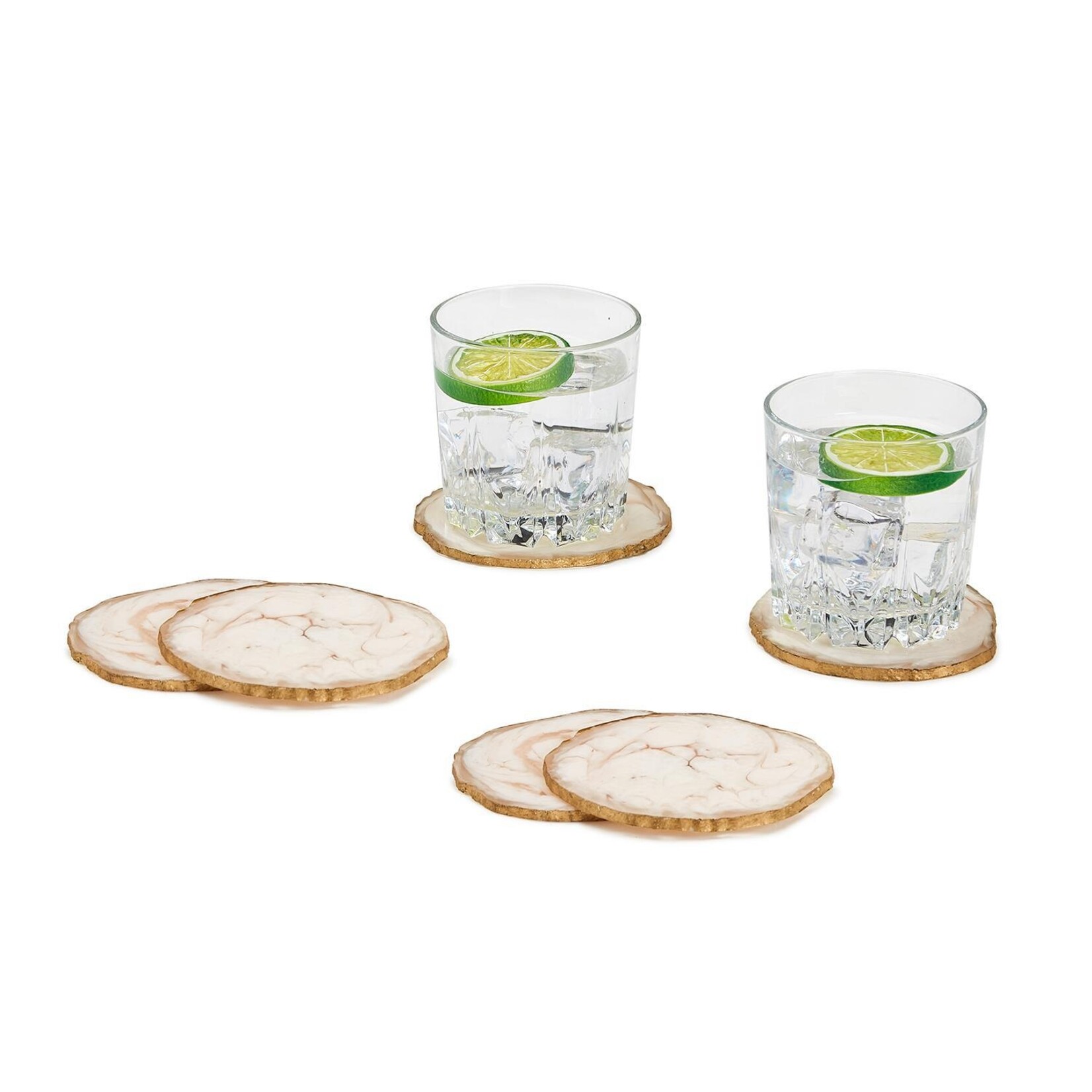 Two's Company White Resin Coasters Set 6