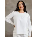 Able Lisa Smocked Neck Sleeve Top White