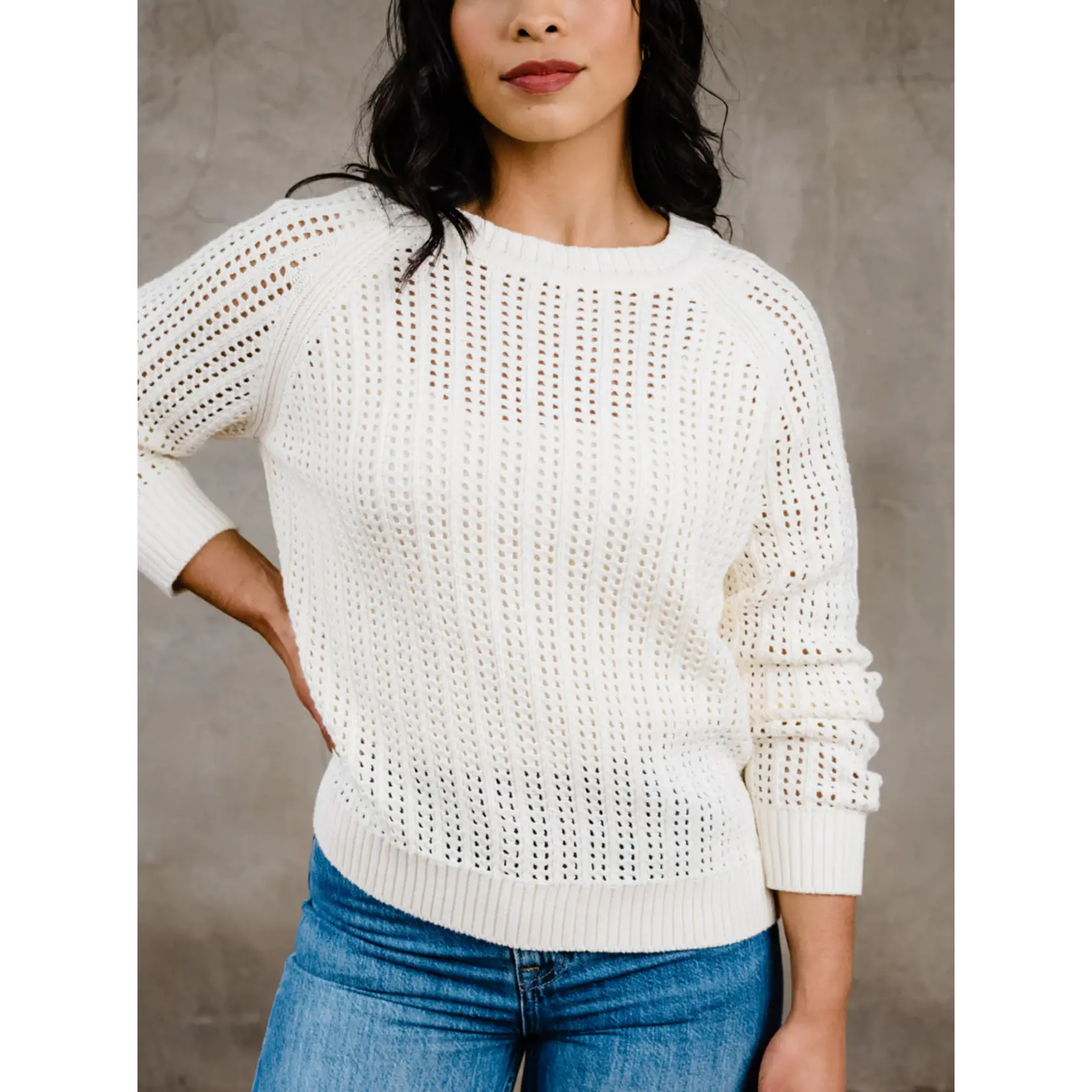 Able Taylor Mesh Sweater Almond