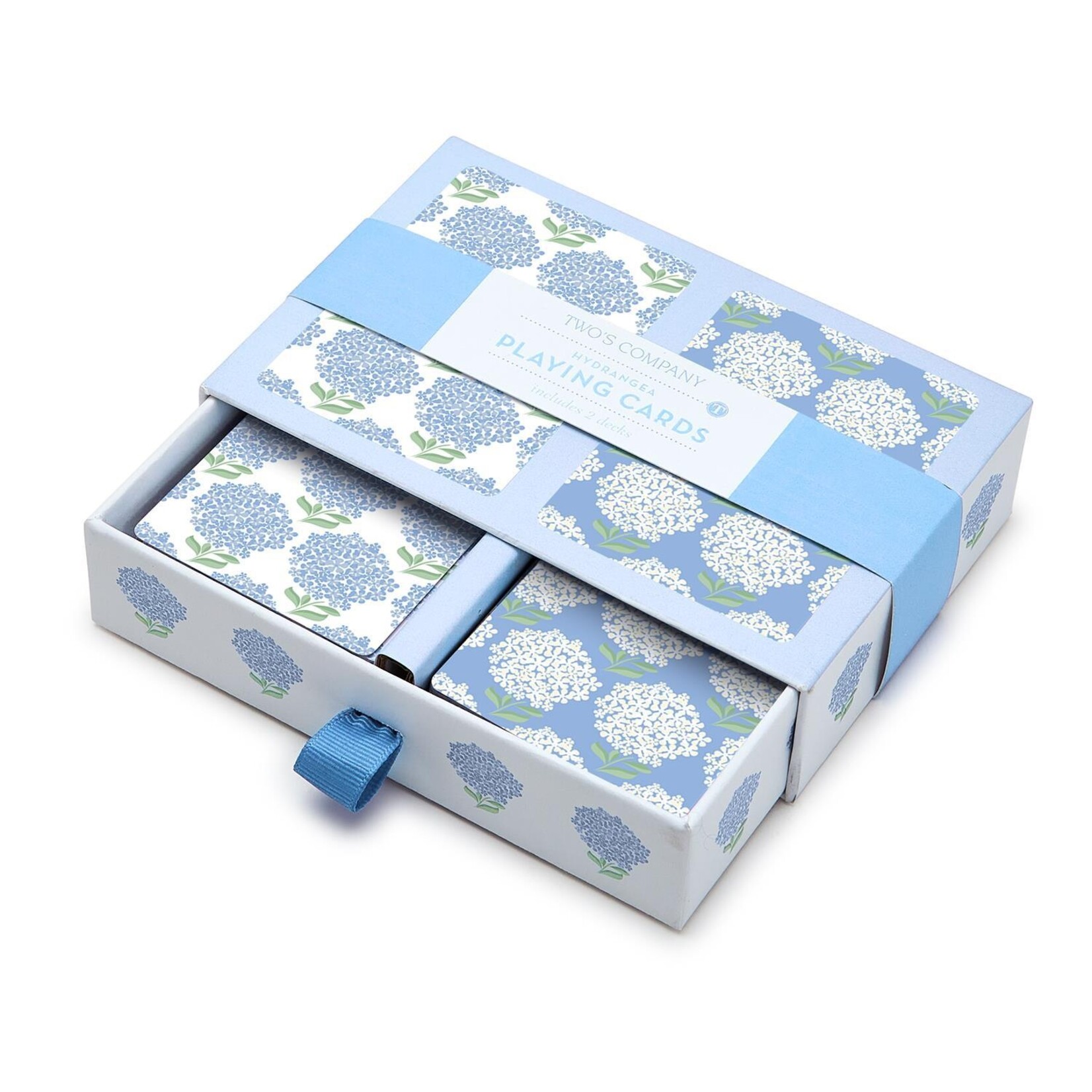 Two's Company HYDRANGEA DOUBLE DECK TEXTURED PLAYING CARDS IN GIFT BOX