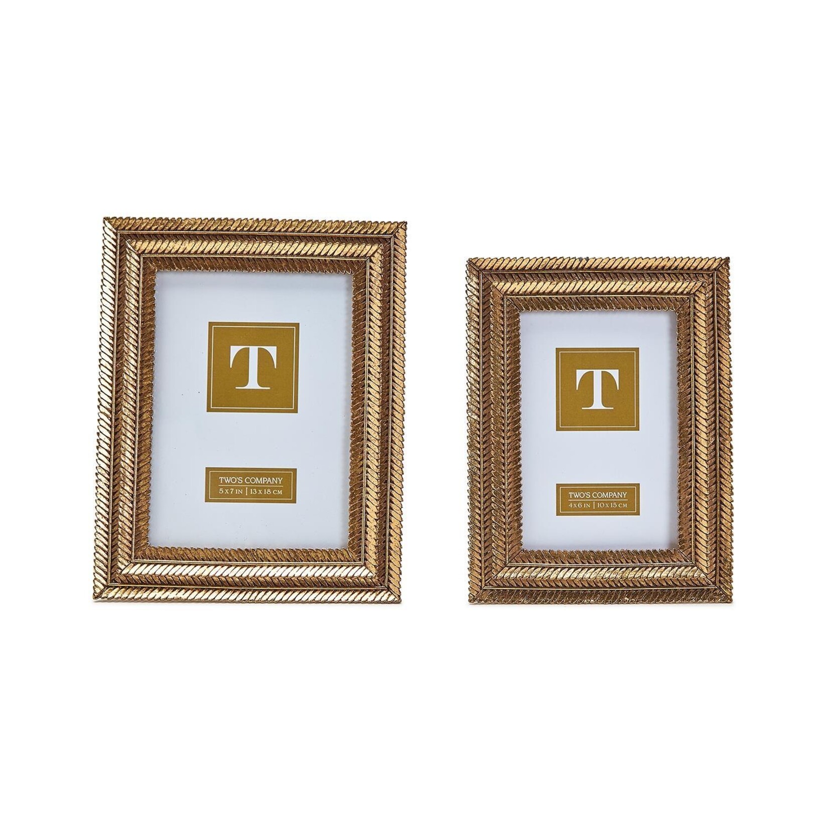 Two's Company Gold Fern Photo Frame 5x7