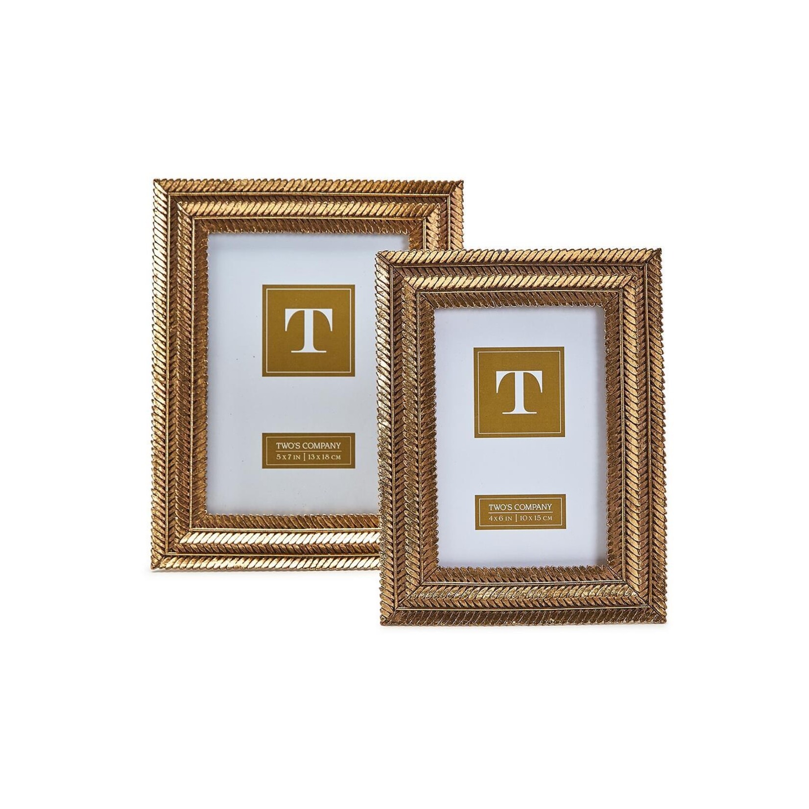 Two's Company Gold Fern Photo Frame 5x7